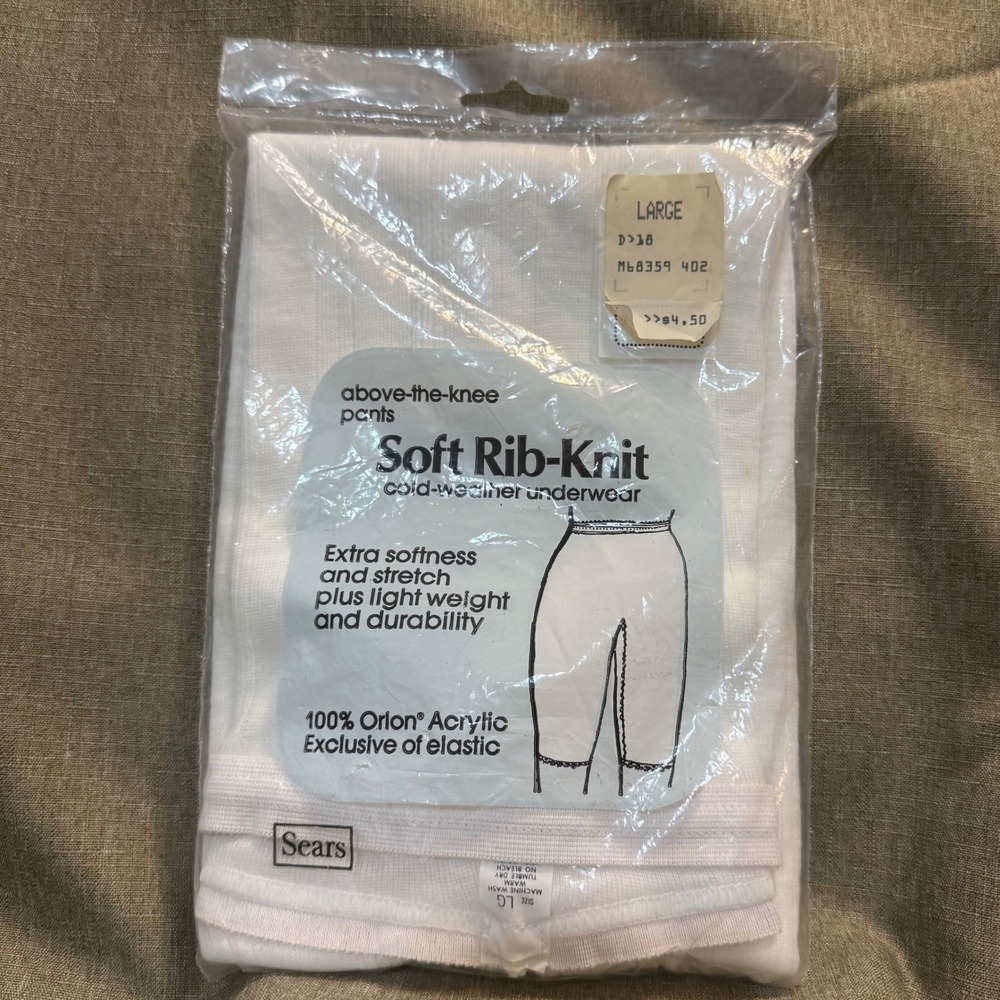 Vintage‎ Sears Sot Rib-Knit Underwear NOS Orlon Large Made in USA